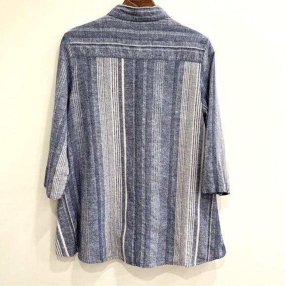 Soft Surroundings Striped Button Down Tunic Top Linen Cotton Blend Size Large - Picture 3 of 9